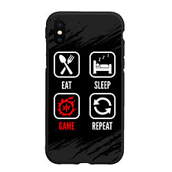 Чехол iPhone XS Max матовый Eat, Sleep, Final Fantasy, Repeat, цвет: 3D-черный