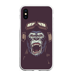 Чехол iPhone XS Max матовый Орущая горилла, цвет: 3D-белый