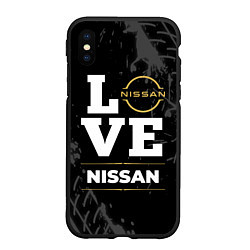Чехол iPhone XS Max матовый Nissan Love Classic со следами шин на фоне