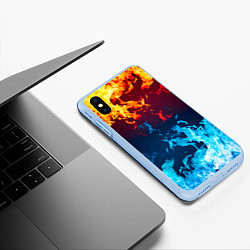 Чехол iPhone XS Max матовый Лед и Пламя Борьба стихий, цвет: 3D-голубой — фото 2