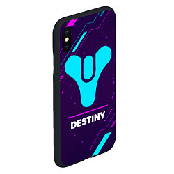 Чехол iPhone XS Max матовый Символ Destiny в неоновых цветах на темном фоне, цвет: 3D-черный — фото 2