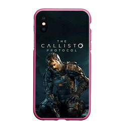 Чехол iPhone XS Max матовый Джейкоб Ли The Callisto Protocol, цвет: 3D-малиновый