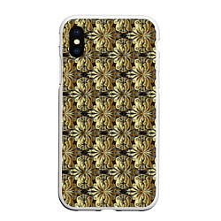 Чехол iPhone XS Max матовый Золотые узоры Gold, цвет: 3D-белый
