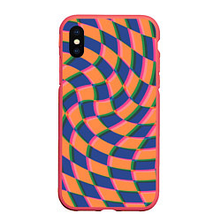 Чехол iPhone XS Max матовый Wavy Squares, цвет: 3D-красный