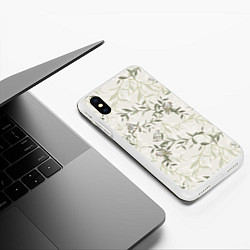 Чехол iPhone XS Max матовый Птицы На Ветках С Листьями, цвет: 3D-белый — фото 2