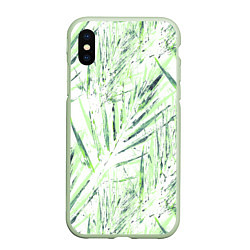 Чехол iPhone XS Max матовый Листья Пальмы Нарисованные Маслом, цвет: 3D-салатовый