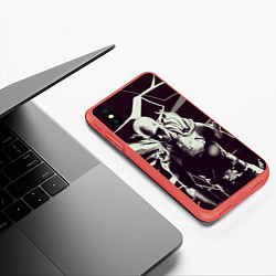 Чехол iPhone XS Max матовый Ванпанчмен - на черно-белом фоне, цвет: 3D-красный — фото 2