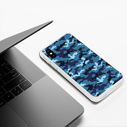 Чехол iPhone XS Max матовый Камуфляж Тёмно-Синий Camouflage Dark-Blue, цвет: 3D-белый — фото 2