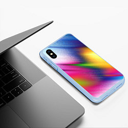Чехол iPhone XS Max матовый Абстрактный разноцветный текстурированный фон, цвет: 3D-голубой — фото 2