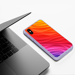 Чехол iPhone XS Max матовый Разноцветные цифровые волны, цвет: 3D-светло-сиреневый — фото 2