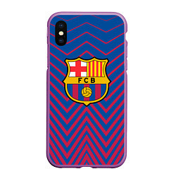 Чехол iPhone XS Max матовый FC BARCELONA зигзаги