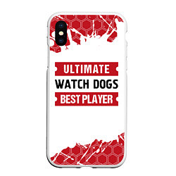 Чехол iPhone XS Max матовый Watch Dogs: красные таблички Best Player и Ultimat, цвет: 3D-белый