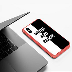 Чехол iPhone XS Max матовый White and Black Белое и Чёрное, цвет: 3D-красный — фото 2