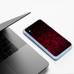 Чехол iPhone XS Max матовый Темно-красный абстрактный узор, цвет: 3D-голубой — фото 2