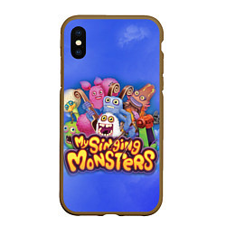 Чехол iPhone XS Max матовый My singing monsters поющие монстры, цвет: 3D-коричневый