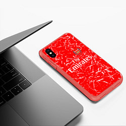 Чехол iPhone XS Max матовый Arsenal fly emirates sport, цвет: 3D-красный — фото 2