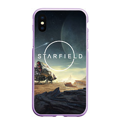 Чехол iPhone XS Max матовый На поверхности Starfield, цвет: 3D-сиреневый