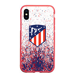 Чехол iPhone XS Max матовый Atletico madrid logo брызги красок, цвет: 3D-красный