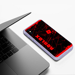 Чехол iPhone XS Max матовый ROBLOX красный логотип, цвет: 3D-светло-сиреневый — фото 2