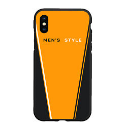 Чехол iPhone XS Max матовый Mens style мужской стиль - чёрный с оранжевым, цвет: 3D-черный