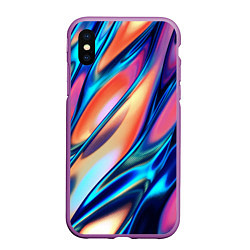 Чехол iPhone XS Max матовый Colorful flow, цвет: 3D-фиолетовый