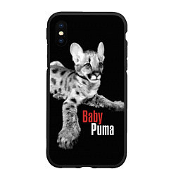 Чехол iPhone XS Max матовый Baby puma - пятнистый котенок пумы, цвет: 3D-черный