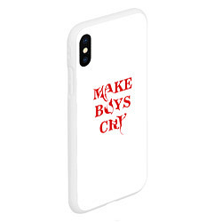 Чехол iPhone XS Max матовый Make boys cry дизайн с красным текстом, цвет: 3D-белый — фото 2