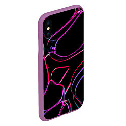 Чехол iPhone XS Max матовый Неоновые линзы во тьме - Розовый, цвет: 3D-фиолетовый — фото 2