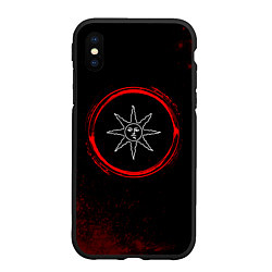 Чехол iPhone XS Max матовый Символ Dark Souls и краска вокруг на темном фоне, цвет: 3D-черный