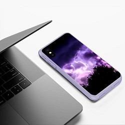 Чехол iPhone XS Max матовый Purple Lightning, цвет: 3D-светло-сиреневый — фото 2