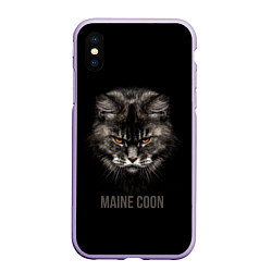 Чехол iPhone XS Max матовый Maine coon - кот, цвет: 3D-светло-сиреневый