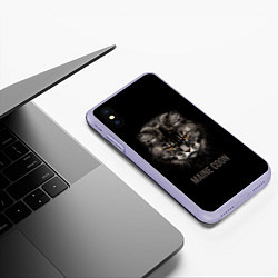 Чехол iPhone XS Max матовый Maine coon - кот, цвет: 3D-светло-сиреневый — фото 2