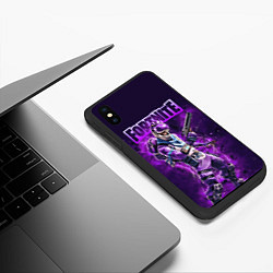 Чехол iPhone XS Max матовый Fortnite Bronto Скин динозавра Видеоигра, цвет: 3D-черный — фото 2