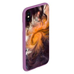 Чехол iPhone XS Max матовый Неоновые краски - Оранжевый, цвет: 3D-фиолетовый — фото 2