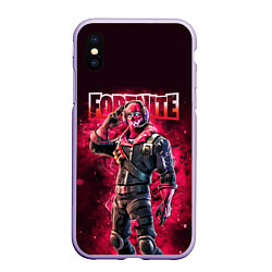 Чехол iPhone XS Max матовый Fortnite Raptor Skin Video game, цвет: 3D-светло-сиреневый