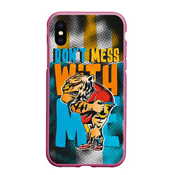 Чехол iPhone XS Max матовый Не буди во мне тигра, цвет: 3D-малиновый
