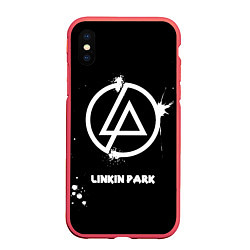 Чехол iPhone XS Max матовый Linkin Park логотип краской, цвет: 3D-красный