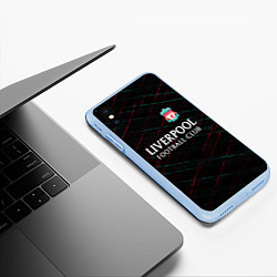 Чехол iPhone XS Max матовый Liverpool ливерпуль чёрточки, цвет: 3D-голубой — фото 2