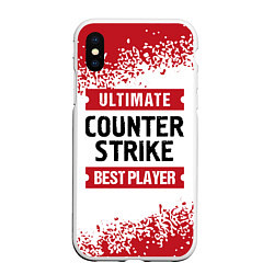 Чехол iPhone XS Max матовый Counter Strike: красные таблички Best Player и Ult, цвет: 3D-белый