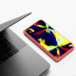 Чехол iPhone XS Max матовый Разноцветный вспышка, цвет: 3D-красный — фото 2