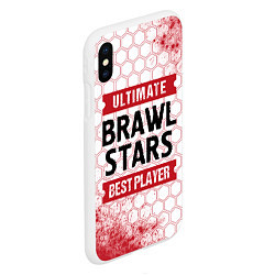 Чехол iPhone XS Max матовый Brawl Stars: красные таблички Best Player и Ultima, цвет: 3D-белый — фото 2