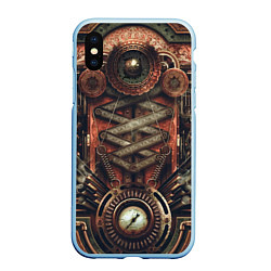 Чехол iPhone XS Max матовый Mechanical device in Steampunk Retro style, цвет: 3D-голубой