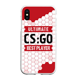 Чехол iPhone XS Max матовый CS:GO: красные таблички Best Player и Ultimate, цвет: 3D-белый