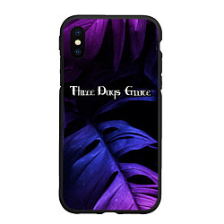 Чехол iPhone XS Max матовый Three Days Grace Neon Monstera, цвет: 3D-черный