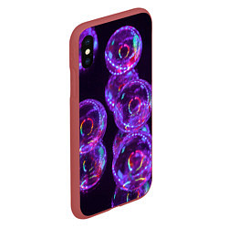 Чехол iPhone XS Max матовый Неоновые сюрреалистичные пузыри - Фиолетовый, цвет: 3D-красный — фото 2