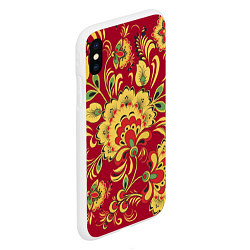 Чехол iPhone XS Max матовый Хохломская Роспись Цветы На красном Фоне, цвет: 3D-белый — фото 2