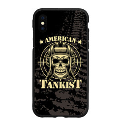 Чехол iPhone XS Max матовый American tankist Skull in the headset