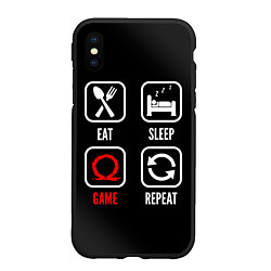 Чехол iPhone XS Max матовый Eat, Sleep, God of War, Repeat, цвет: 3D-черный