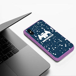 Чехол iPhone XS Max матовый Marshmello крапинки, цвет: 3D-фиолетовый — фото 2