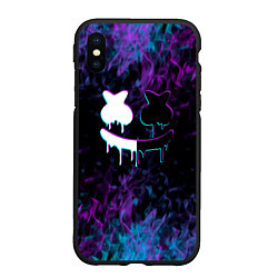 Чехол iPhone XS Max матовый Marshmello neon пламя, цвет: 3D-черный